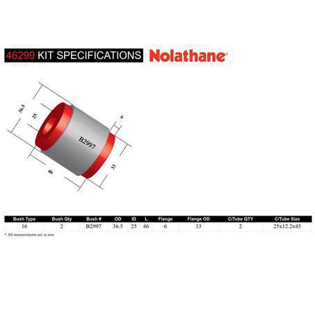Nolathane Rear Lower Front Control Arm Inner Bushing Kit 46299 - 350Z