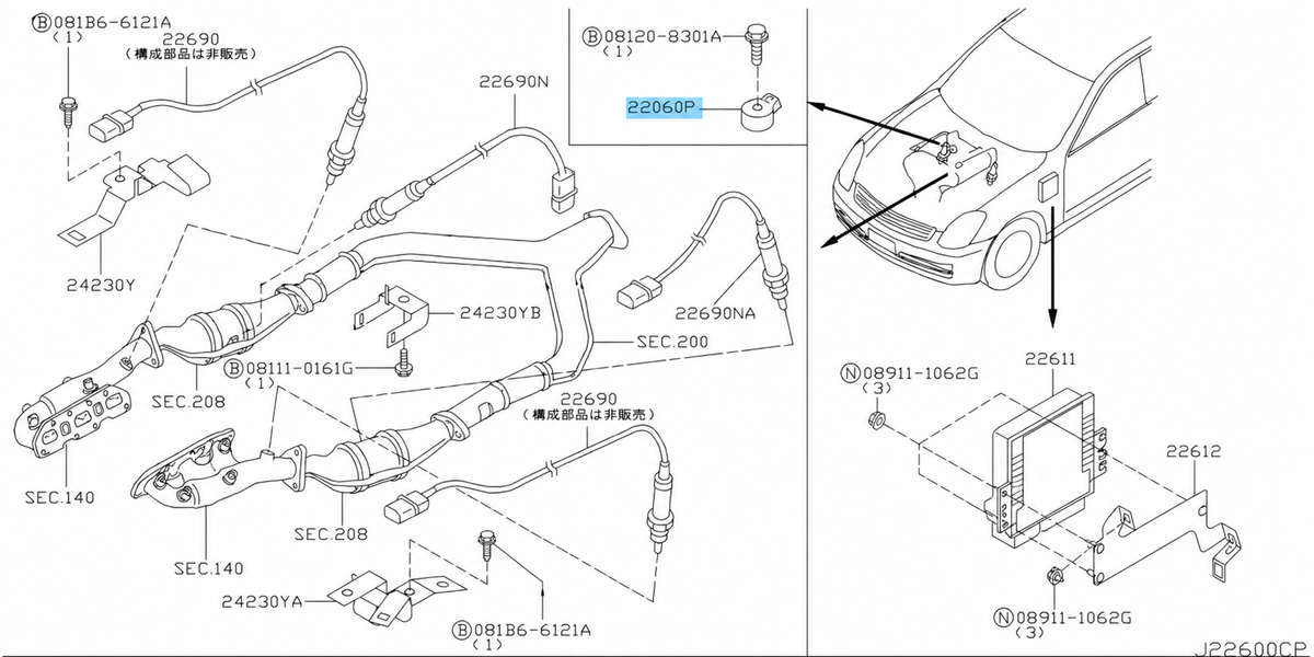 Genuine Nissan Knock Sensor – 350Z DE – 22060-2A000