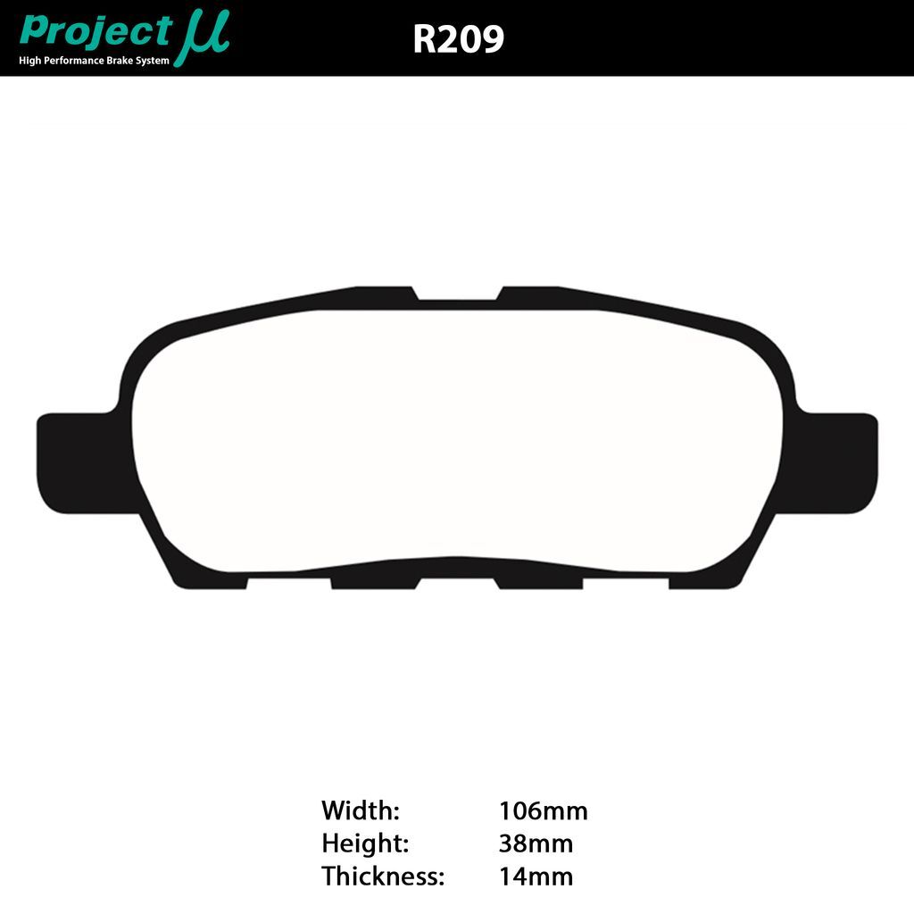 Project Mu PCR09 Club Racer Rear Brake Pads – Nissan 350Z Non-Brembo – PCR09-R209