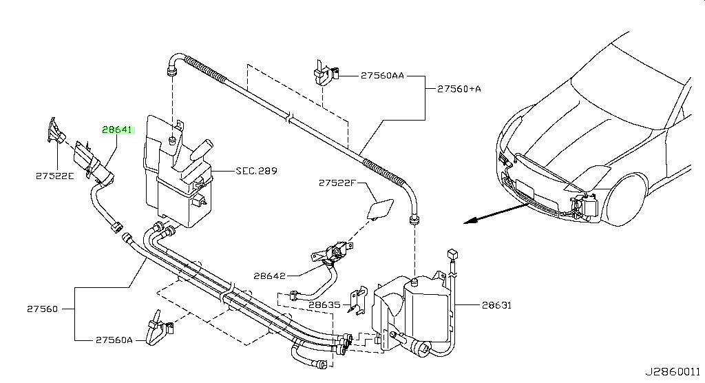 Genuine Nissan RH Headlight Washer Jet Assembly - 350Z - 28641-CF60A