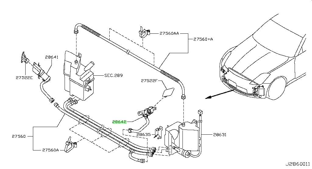 Genuine Nissan LH Headlight Washer Jet Assembly – 350Z – 28642-CF60A