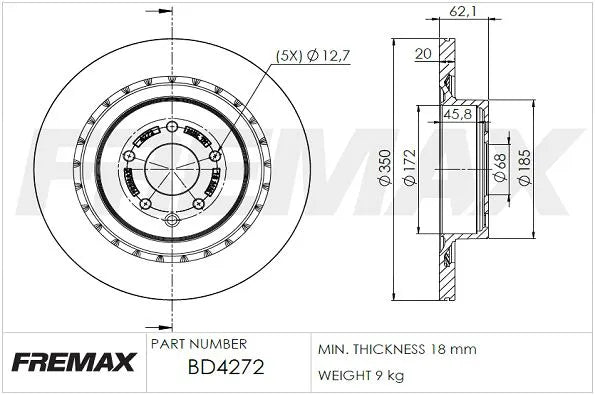 Fremax BD-4272 Pair Brake Rotor - 370Z AKEBONO
