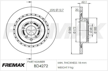 Fremax BD-4272 Pair Brake Rotor - 370Z AKEBONO