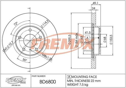 Fremax Brake Rotor Front Pair BD-6800 - 350Z DE NON-BREMBO --> 10/2005
